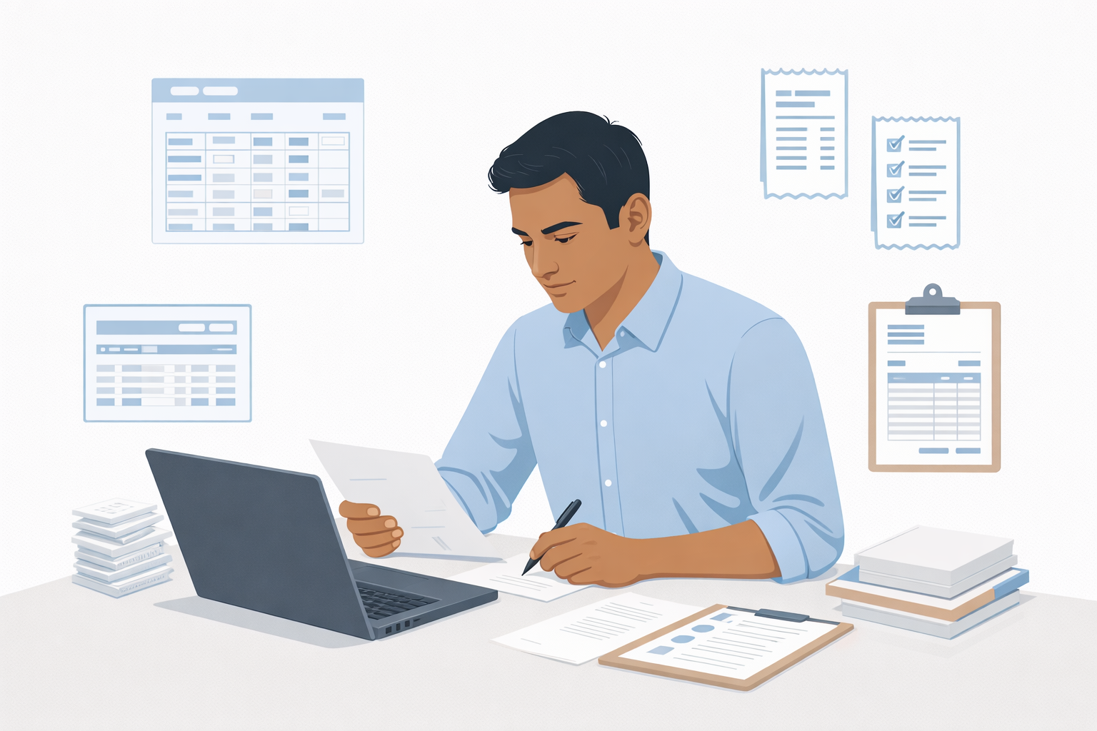 Bookkeeping tasks including expense tracking, invoice recording, and reconciliations