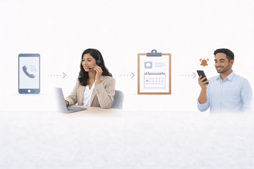 Call handling flow illustration showing how calls are processed